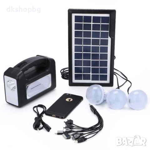 GDlite 3 Мултифункционален преносим соларен комплект с фенер, LED лампи и USB изход за зареждане на , снимка 7 - Соларни лампи - 45637670