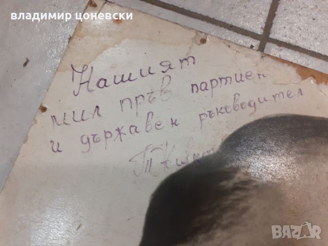 Стар социалистически портрет на Тодор Живков с подпис, снимка 2 - Антикварни и старинни предмети - 45899927