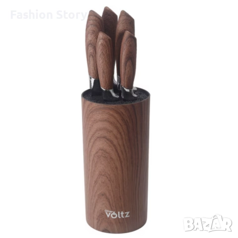 Комплект ножове Voltz с мраморно покритие и стойка – Стил, острота и удобство за перфектна кухня 5OV, снимка 2 - Прибори за хранене, готвене и сервиране - 52529031