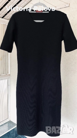 Елегантна черна вълнена рокля Strenesse Group, размер 36 (Made in Italy), снимка 3 - Рокли - 53984705