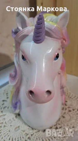 Красив порцеланов еднорог-касичка, снимка 4 - Декорация за дома - 50235208