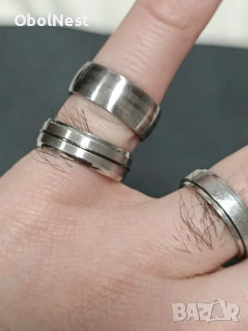 Комплект мъжки пръстени - сребро 925, титан и неръждаема стомана, снимка 5 - Пръстени - 52367470