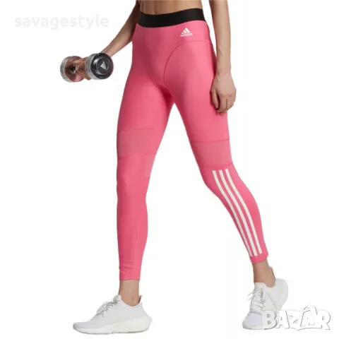 Дамски спортен клин ADIDAS Hyperglam 3-Stripes 7/8 Leggings Pink, снимка 4 - Клинове - 48928734