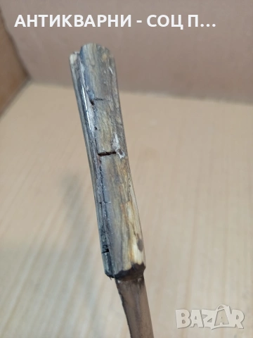 Соц Стар Ръчно Кован Касапски Нож С Дръжка От Чирен. НОМЕР 692., снимка 5 - Антикварни и старинни предмети - 53406641