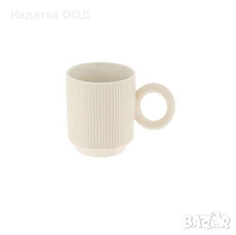 Чаша, за кафе, чай, рипс, екрю, 420мл, снимка 1 - Чаши - 45314416