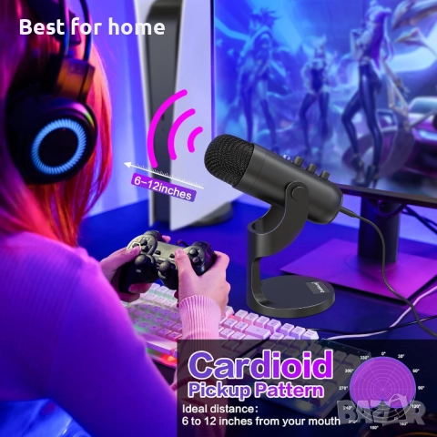 Plug&Play геймърски микрофони за PS 4 и 5. с изход за слушалки и контрол на силата на звука, снимка 6 - Аксесоари - 51561818