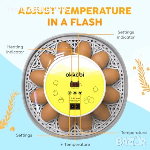 Okkobi M12 автоматичен инкубатор 12 яйца, снимка 2 - За селскостопански - 53629320