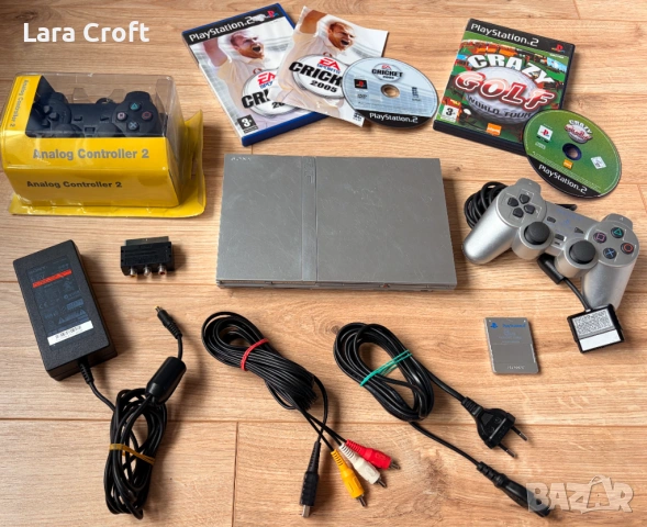 PS2 Slim Silver PlayStation 2 + подарък 6 игри и два контролера, снимка 2 - PlayStation конзоли - 53901236