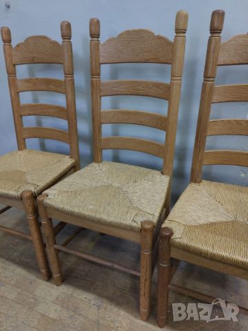 6 броя трапезни столове от бял дъб с ратанова седалка, снимка 4 - Столове - 46130860