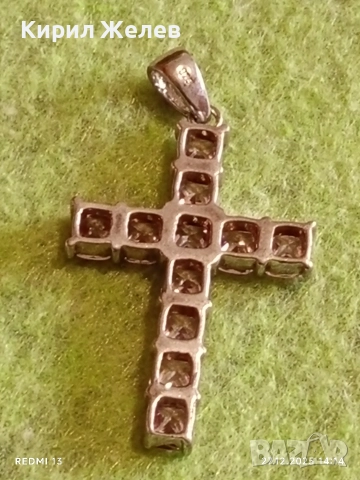 Фешън сребърна висулка инкрустирана с синтетични розови цирконий 52538, снимка 7 - Колиета, медальони, синджири - 52911716