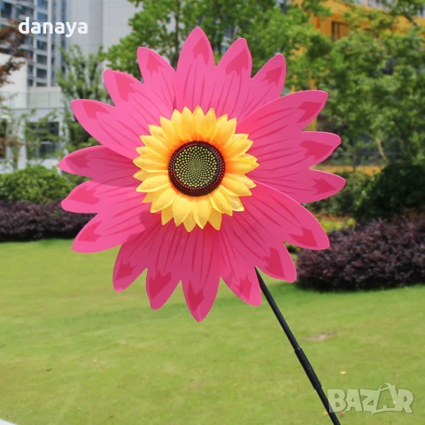 5947 Градинска вятърна въртележка Голямо цвете със слънчоглед, 70 см, снимка 8 - Градински мебели, декорация  - 50733867