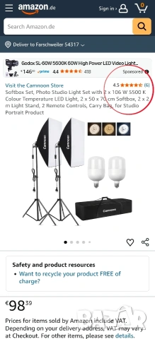 Комплект Студийно Осветление Camnoon: 2x Софтбокс + 2x 105W LED, снимка 2 - Светкавици, студийно осветление - 53392241