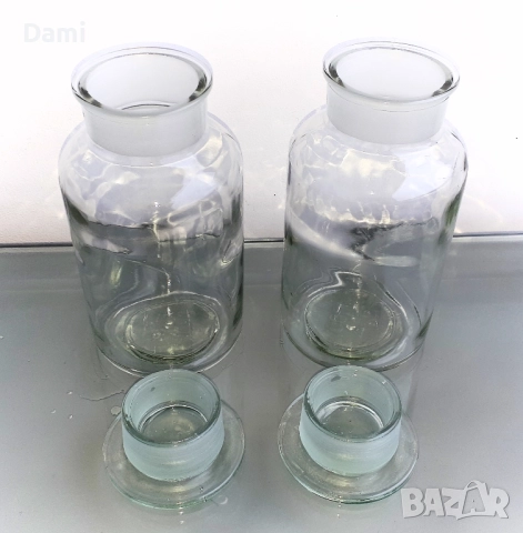 Стъклен съд за съхранение - буркан с шлиф и стъклена тапа, снимка 2 - Кутии за храна - 52973514