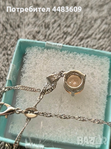 Сребърно колие с жълт цирконии , снимка 5 - Колиета, медальони, синджири - 53788040