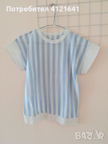 Блуза с бели/сини раета, снимка 1 - Тениски - 46458155