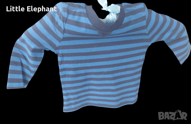 Блузка с дълъг ръкав за 3-6 мес момченце светло и тъмно синьо райе,Англия/нова