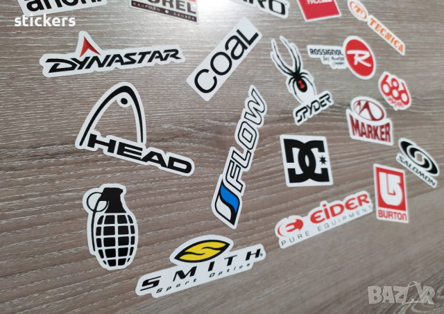 Стикери спонсори Сноуборд Ски марки лист А4 - 23 бр. общо Sticker, снимка 3 - Аксесоари и консумативи - 45053525