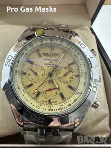 Часовник Breitling Full Automatic Yellow Ново Automatic Хронограф Hrono само за 300 лв с дървена кут, снимка 1 - Мъжки - 47842284