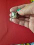 Сребърен пръстен с подвижна въртяща халка с камъни и перла, уникален бутиков дамски пръстен, снимка 11
