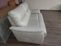Кремав кожен диван двойка, снимка 4