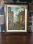 Красива Стара Картина Уличен Пейзаж Живопис Маслени Бои Дървена Рамка, снимка 9
