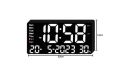 Цифров настолен часовник с бяла LED светлина, аларма, 3 нива на яркост, календар, температура, функц, снимка 5