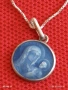 Сребърна верижка с медальон Богородица с младенеца син емайл 53059, снимка 2