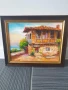Димитър Генев 33x27см/малка българска картина масло върху платно/стара къща край морето, снимка 1