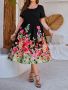 Флорална рокля, Рокля голям размер, Рокля на цветя, снимка 1 - Рокли - 45490157