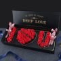 Подаръчна кутия с червени рози с надпис I LOVE YOU - LOVE BUKET RED, снимка 1 - Изкуствени цветя - 45356528