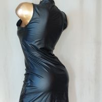L Черна кожена рокля, снимка 4 - Рокли - 45331927