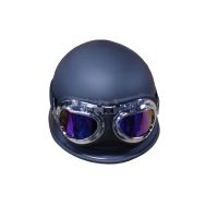 Ретро каска с очила за мотор Черен мат А- 24-А, снимка 6 - Аксесоари и консумативи - 45299245