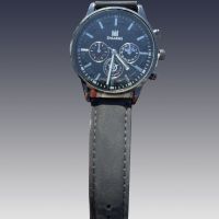 Мъжки елегантен водоустойчив часовник BASID / Цвят – черен със сребристи елементи; Подарък: гривна; , снимка 4 - Мъжки - 45688319