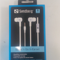 Аудио слушалки Sandberg Speak’n Go In-Earset, бели, снимка 1 - Слушалки, hands-free - 45073059