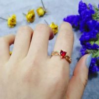 Дамски пръстен с циркон, сърце, позлатен, снимка 2 - Пръстени - 45993664