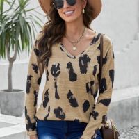Дамска блуза в бежово с дълъг ръкав и леопардов принт, снимка 5 - Блузи с дълъг ръкав и пуловери - 45932191