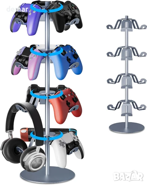 Въртяща се алуминиева стойка за гейм контролери Bricok с 4 слоя, снимка 1
