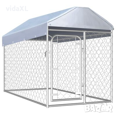 vidaXL Външна клетка за кучета с покрив, 200x100x125 см（SKU:144492, снимка 1