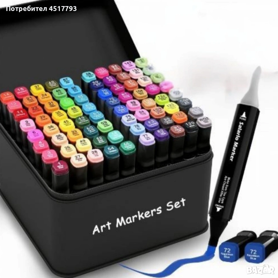 Комплект от маркери с алкохолна основа с две страни и калъф за съхранение, снимка 1