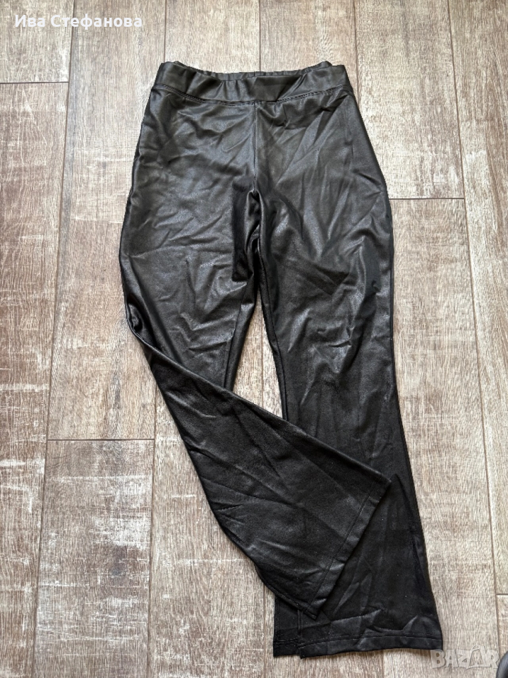 Нов черен елегантен кожен кожа панталон висока талия , снимка 1