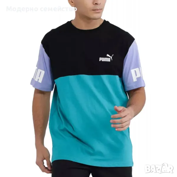 Мъжка тениска PUMA Power Colorblock Tee Deep Aqua/Multi, снимка 1