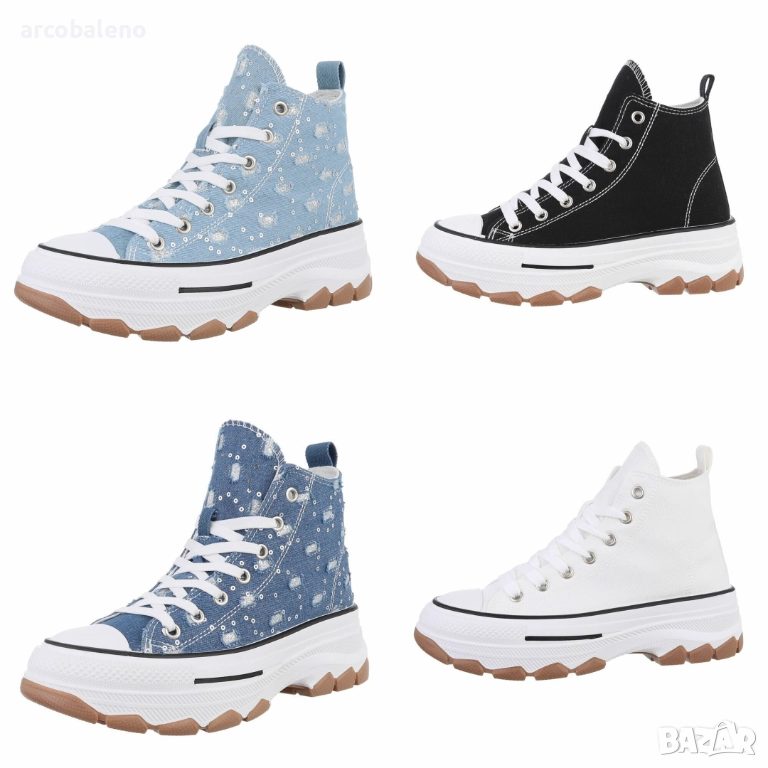 Дамски високи кецове, 4цвята , снимка 1