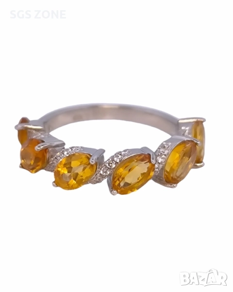 СРЕБЪРЕН ПРЪСТЕН С ЦИТРИН ОТ ТАЙЛАНД, снимка 1