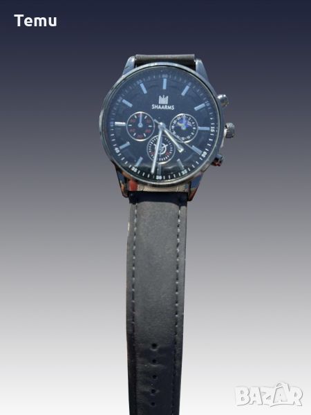 Мъжки елегантен водоустойчив часовник BASID / Цвят – черен със сребристи елементи; Подарък: гривна; , снимка 1