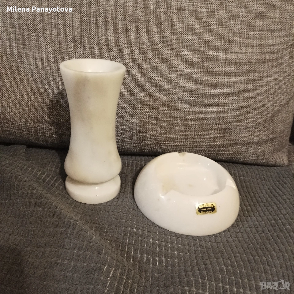 мраморни ваза и пепелник, снимка 1
