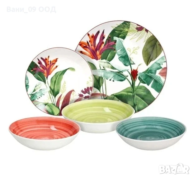 Сервиз за хранене в тропически стил, снимка 1