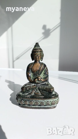 Бронзова , vintage статуетка на медитиращ Буда , предназначена за носене на мир и хармония . , снимка 5 - Статуетки - 53824250