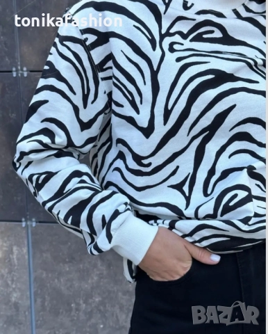 Памучен суитшърт в тигров принт , снимка 2 - Суичъри - 52291060