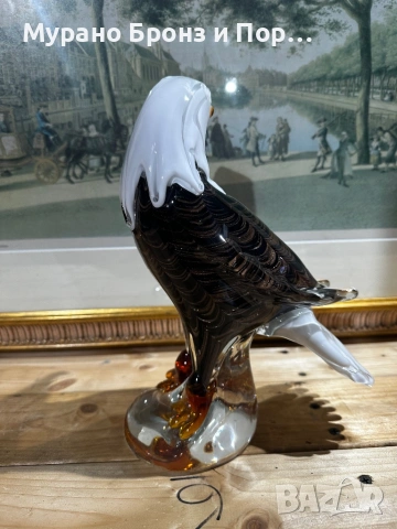 Масивна стъклена Чайка (3.00 кг) – Ръчна изработка, Мурано стил, снимка 2 - Статуетки - 53698131