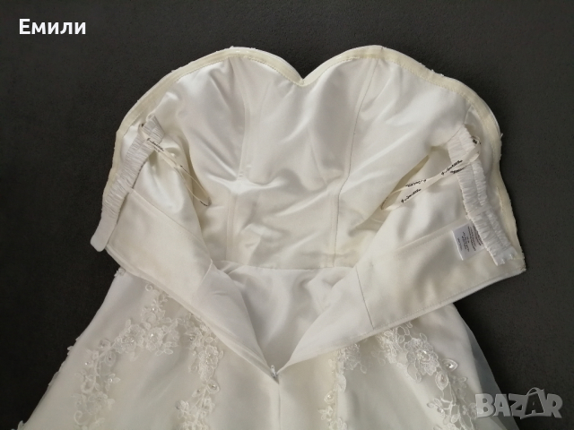 Дамска сватбена рокля с бродерия, перли и мъниста р-р L, снимка 10 - Сватбени рокли - 45074659